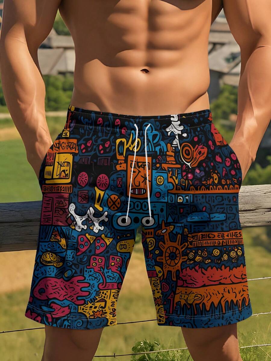 Mens Beach Shorts 3D Digital P - đánh giá và giá Swim Trunk Quick Dry