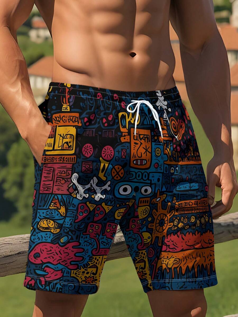 Mens Beach Shorts 3D Digital P - đánh giá và giá Swim Trunk Quick Dry