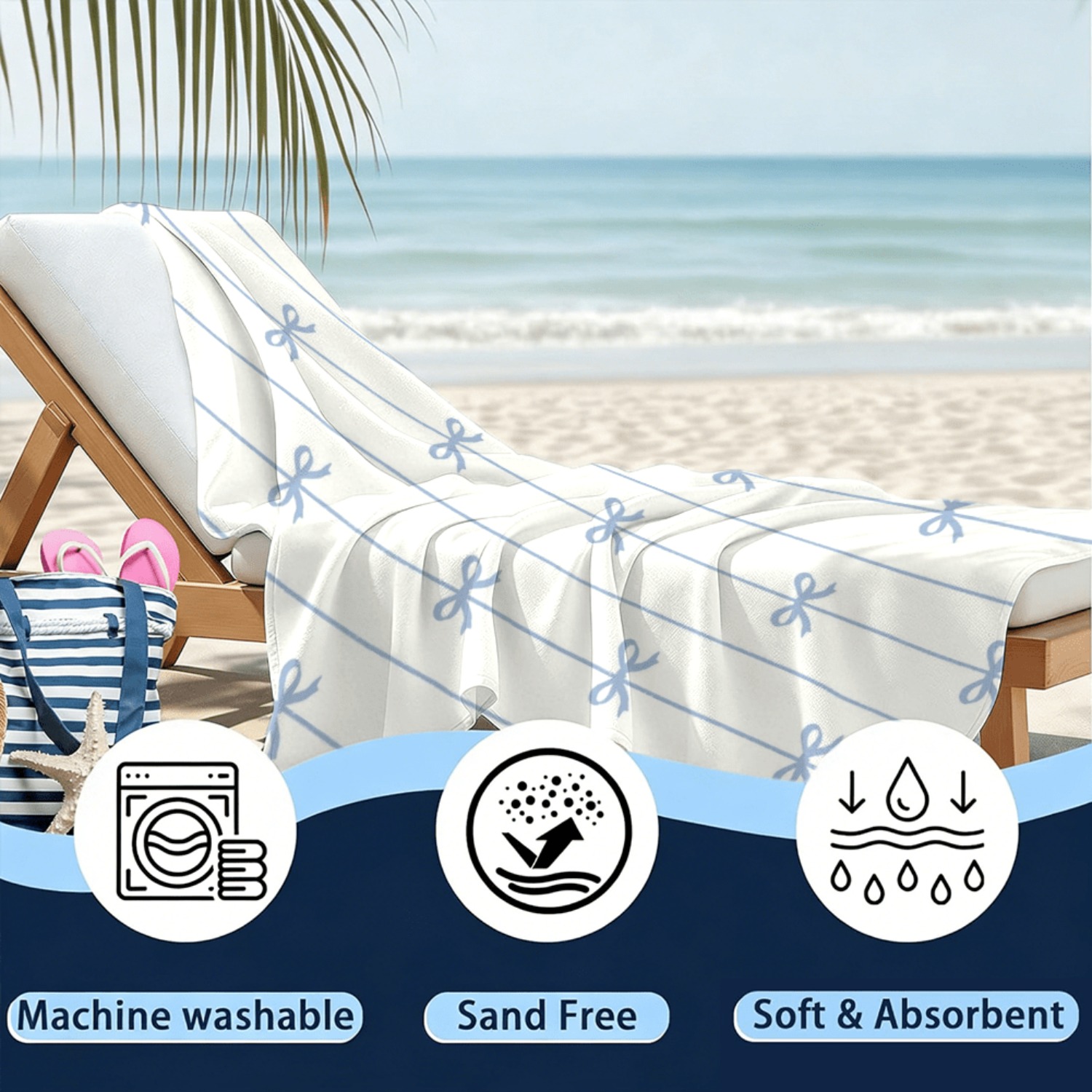 1pc Summer Beach Towel Blue Ri - đánh giá và giá Beach Towel Large