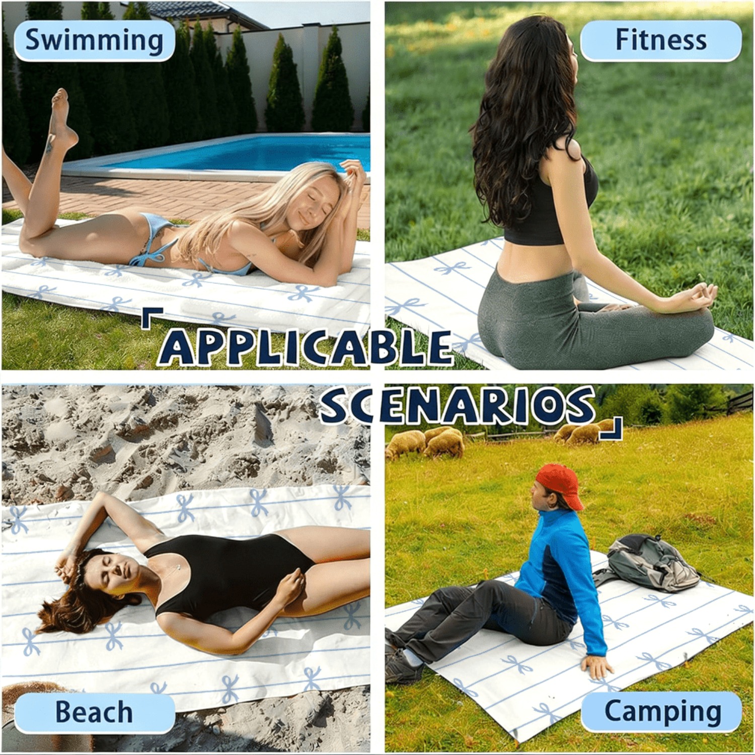 1pc Summer Beach Towel Blue Ri - đánh giá và giá Beach Towel Large