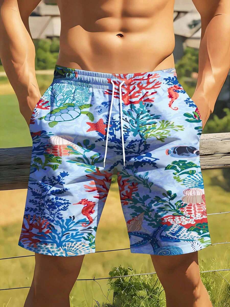 Mens Ocean Life Print Swim Tru - đánh giá và giá Swim Trunk Quick Dry