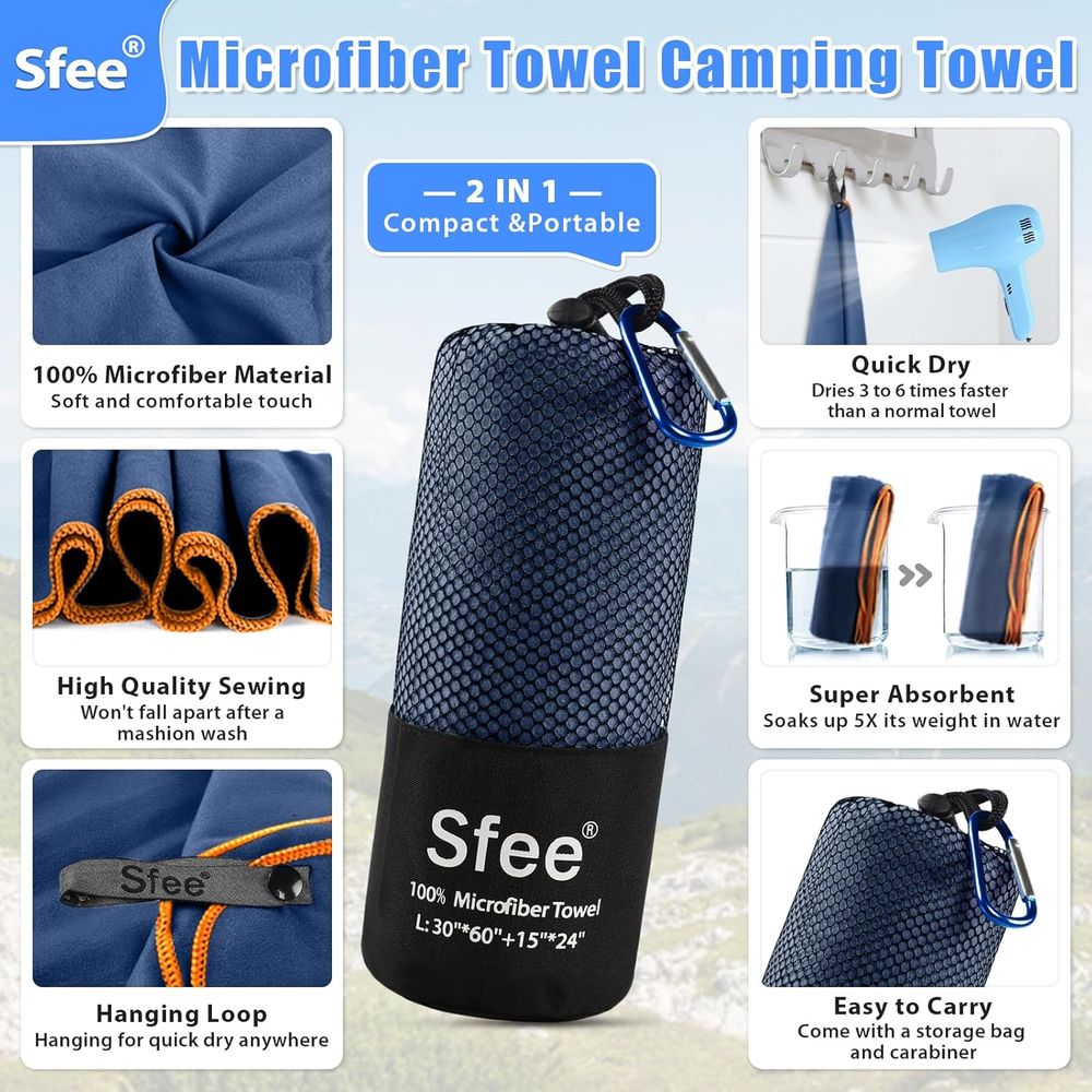 Compact Large Absorbent Travel - đánh giá và giá Beach Towel Large