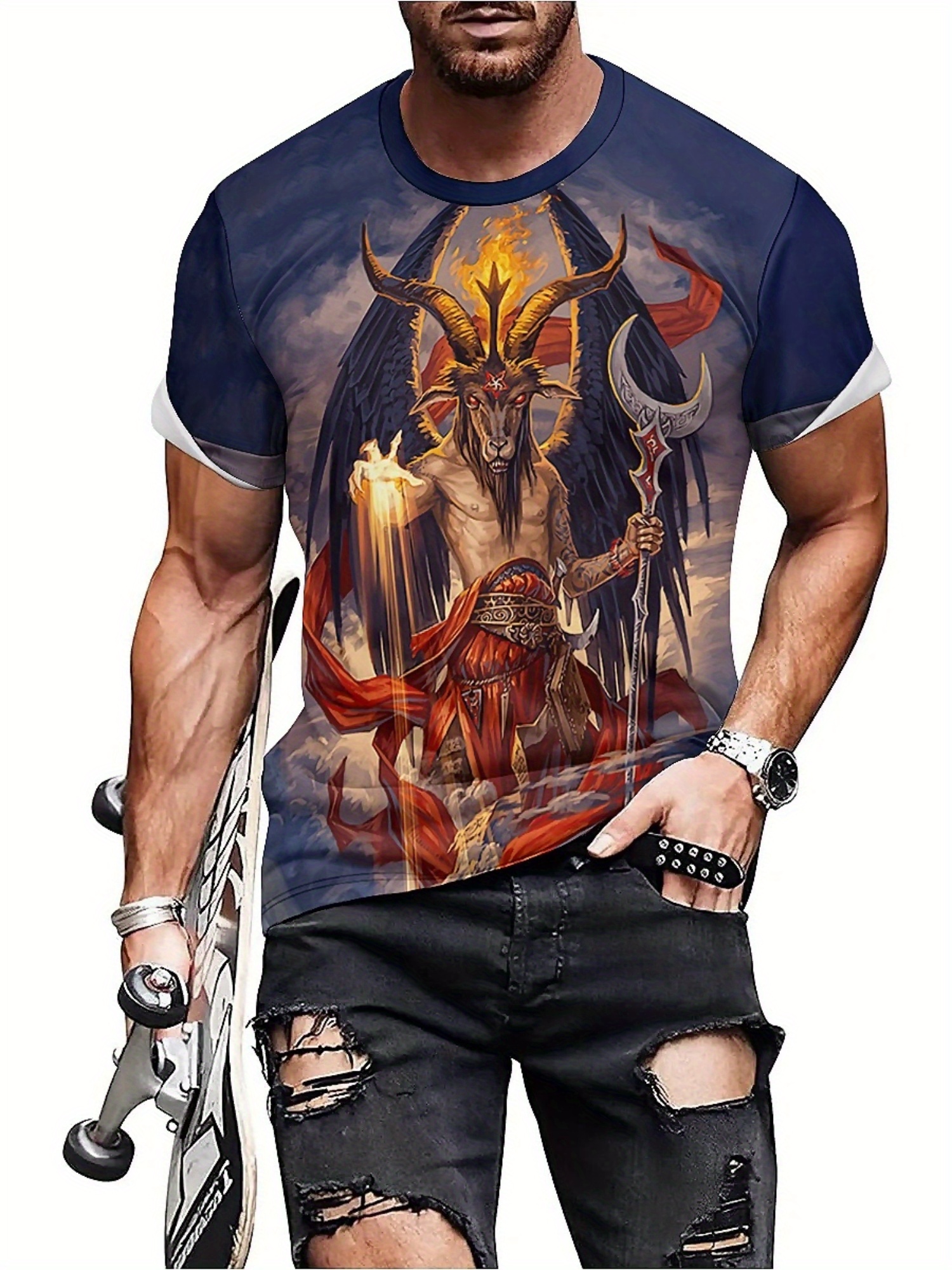 Men's 3D Demon Print T-Shirt | - đánh giá và giá Tee Graphic Print